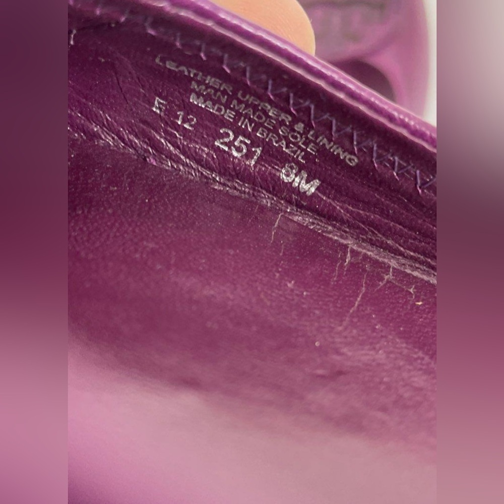 Tory Burch Purple Pebbled Leather Slip-On Emblem Cap Ballet Flats 8M - Picture 5 of 16